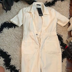White denim jumpsuit